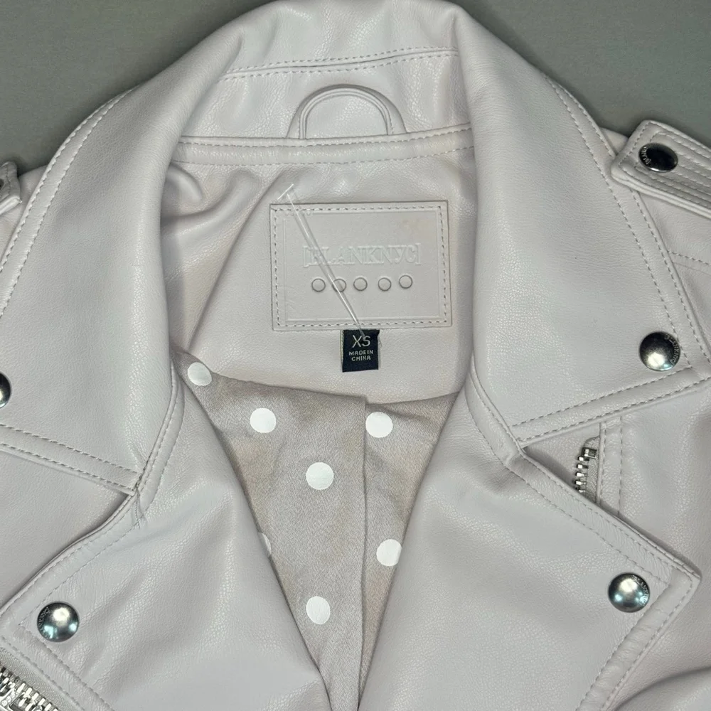 BlankNYC Moto Jacket XS NWT Vegan Leather Biker Off White / Ivory - Picture 5 of 8